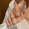 Elegant Pearl Bowknot Two-piece Set Of Open Ring For Women Deluxe Finger Ring