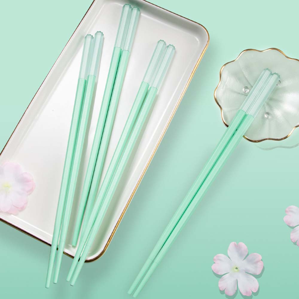 5Pairs/Set Lovely Pink Chopsticks Set Japanese Style Dishwasher-safe Alloy Chopsticks Food Non-slip Chopsticks Kitchen Supplies