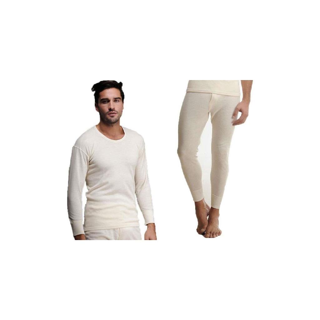 Мужская майка из 100% шерсти с длинными рукавами, колготки, комплект нижнего белья 1002–1001– 1 комплект