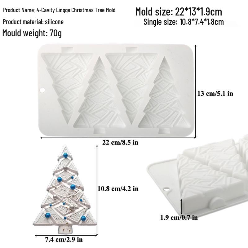 Силиконовая форма Shenhong с 6 ячейками «Рождественская елка и Санта» для муссового торта и выпечки шоколада