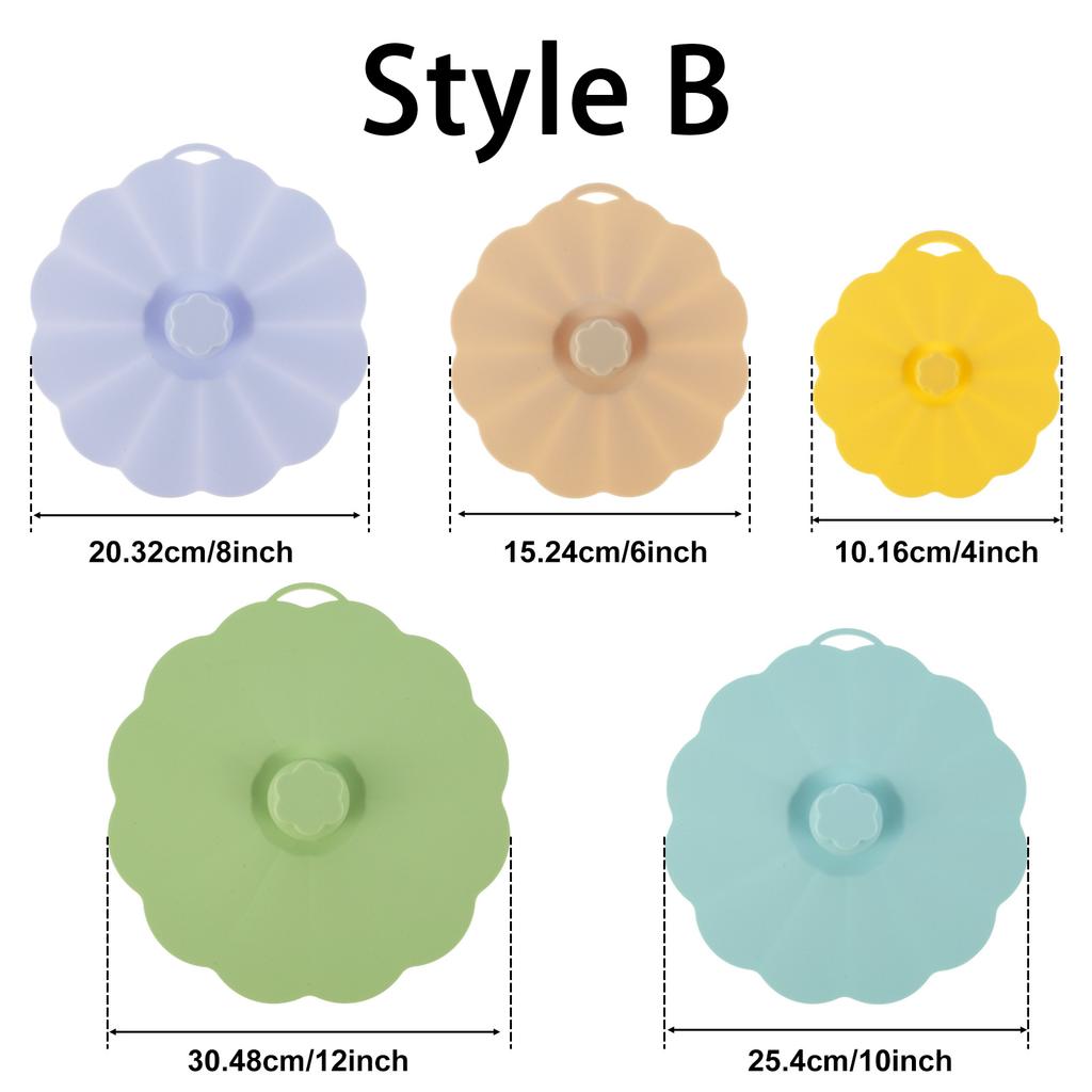 5Pcs Silicone Food Fresh Cover Set Microwave Bowl Cover Kitchen Sealed Pot Lid Spill Proof Reusable for Kitchen Storage
