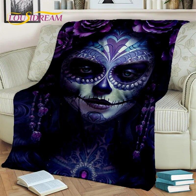 Horror Skull Girl Dead Gothic Undead Female Blanket,Soft Throw Blanket for Home Bedroom Bed Sofa Picnic Travel Cover Blanket Kid