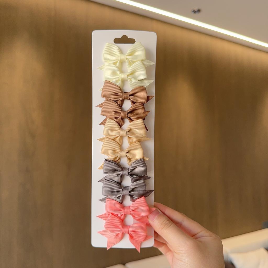 10Pcs/Set New Solid Color Ribbon Kids Bows Hair Clips for Baby Girls Handmade Bowknot Hairpin MiNi Barrettes Hair Accessories