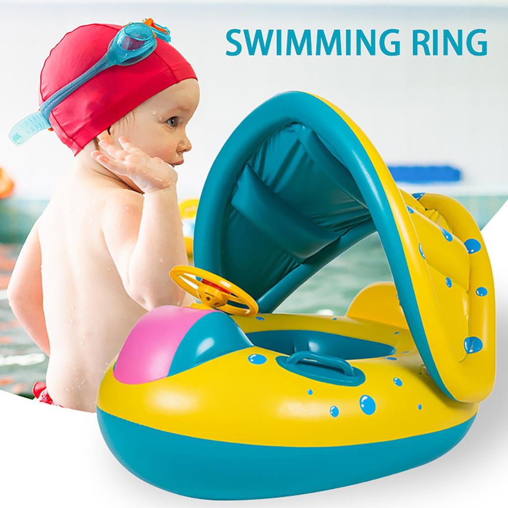 Baby Swimming Ring Children's-Boat With Roof And Handles Swimming PVC Inflatable