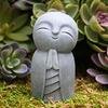 Статуя декоративная прочная скульптура Будды из смолы серая маленькая Дзидзо для улицы