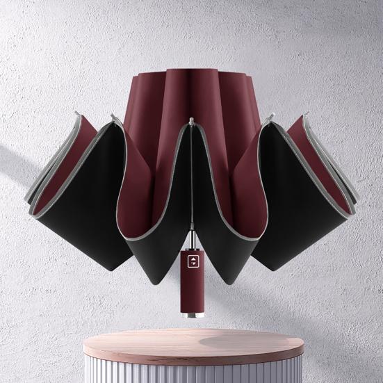 Rain Umbrella Wind-resistant Aluminum Alloy Bracket Outdoor Sun Rain Reverse Folding Umbrella for Going Out
