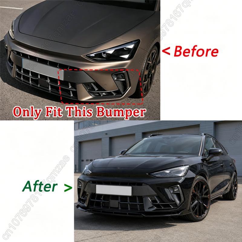 4PCS Front Bumper Lip Spoiler Splitter Chin For SEAT Cupra Leon VZ TSI Sportstourer 2024 2025 Gloss Black Body Kits