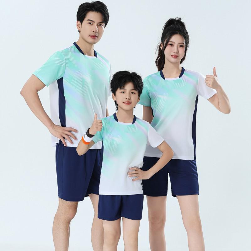 Breathable Perforated Mesh Badminton Training Set Short Sleeve Sportswear Men Women Adults