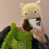 Нишевая забавная мультяшная милая вязаная шапка женская осенне-зимняя теплая шерстяная шапка-мешок универсальная защитная шапка-монстр