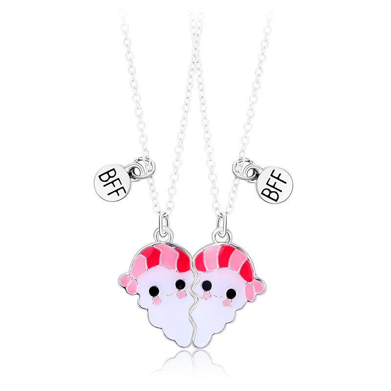 Модный новый магнит притягивает мультяшного человека, подвеска из сплава с капающим маслом, лучший друг, детская пара ожерелье