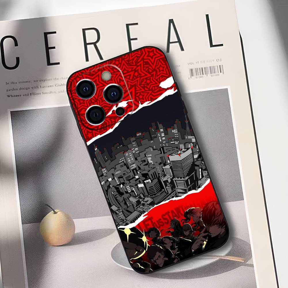 Чехол для телефона Persona 5 Anime для iPhone 17,16,15,14,13,12,11 Plus,Pro Max,XS, Мягкий черный чехол