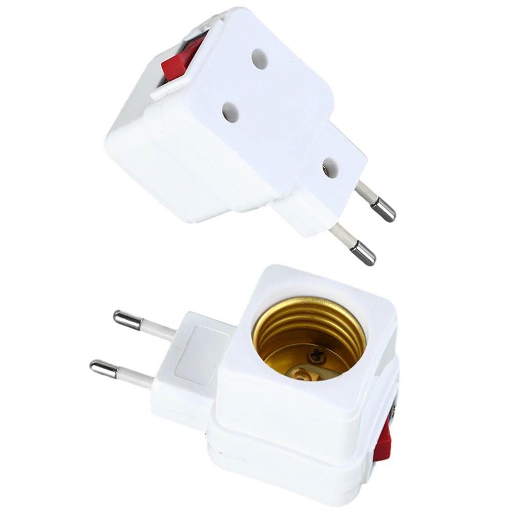 1/2Pcs Spiral Pattern Bulb Socket EU Plug Adapter E27 Thread Connector Durable Lamp Base