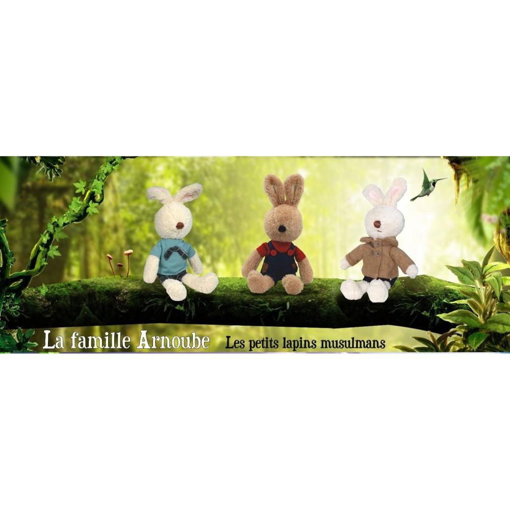 Soft Toy Rabbit Aicha + Book "I Learn My Religion Islam with the Arnoube Family"