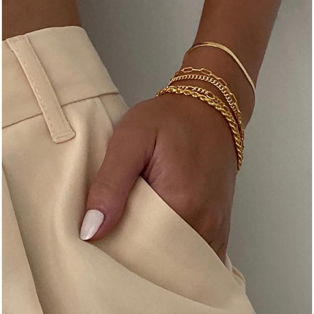 Bracelets for Women, Jewelry Sets for Women Cute Tennis Beaded Bracelets for Women Cuban Link Paperclip Chain Dainty Bracelet Pack Gifts for Women