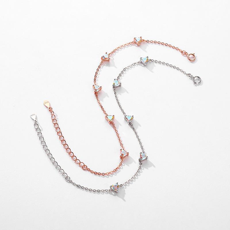 Новый браслет из стерлингового серебра S925 с инкрустацией красочным цирконом в форме сердца для женщин с уникальным дизайном и модным браслетом Instagram