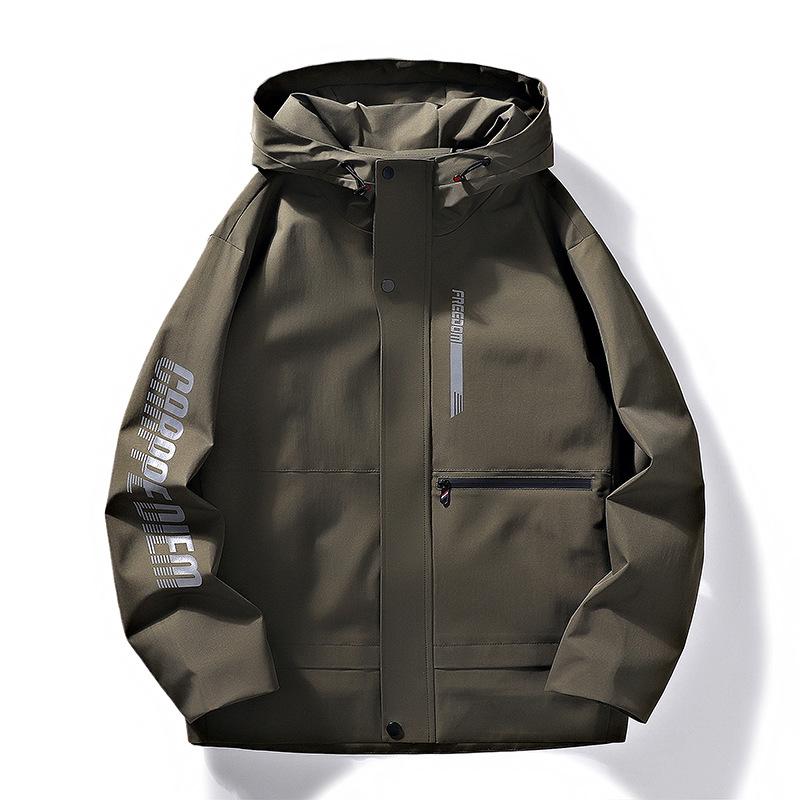 Мужская осенне-зимняя легкая и универсальная модная брендовая свободная куртка с капюшоном и модным принтом с надписью на спине