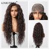 LOUISFERRE Long Brown 13x6 Lace Synthetic Wigs Brown Curly Wig for Black Women Natural High Density Daily Use
