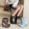2025 Autumn and Winter New European and American Fashion Versatile Short Boots Stiletto High Heel European and American Style Mango Head Wide Tube S