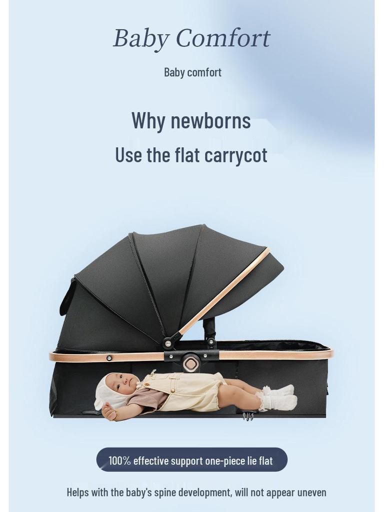 Премиальная реверсивная детская коляска-велосипед: Высокая посадка, большие колеса, конструкция 3-в-1 с регулируемым наклоном для сидения или лежания