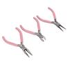 3Pcs Pink Jewelry Pliers Round Needle Diagonal Nose Carbon Steel Sturdy Durable Pliers Set for Crafts DIY