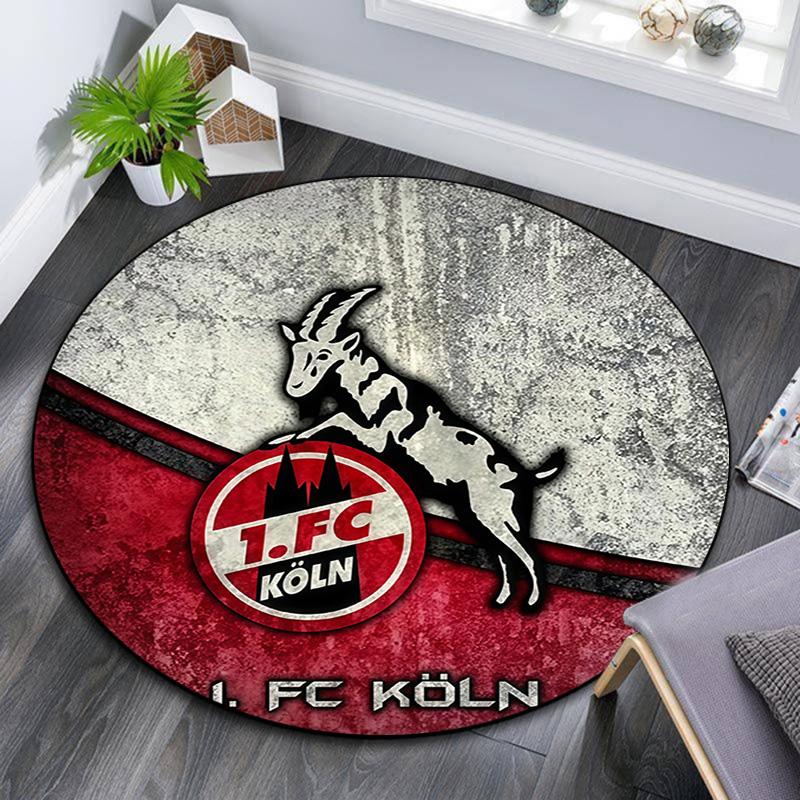 1. Круглый ковер FC Köln, Ковер для гостиной, спальни, дивана, игровой комнаты, Нескользящий коврик для пола