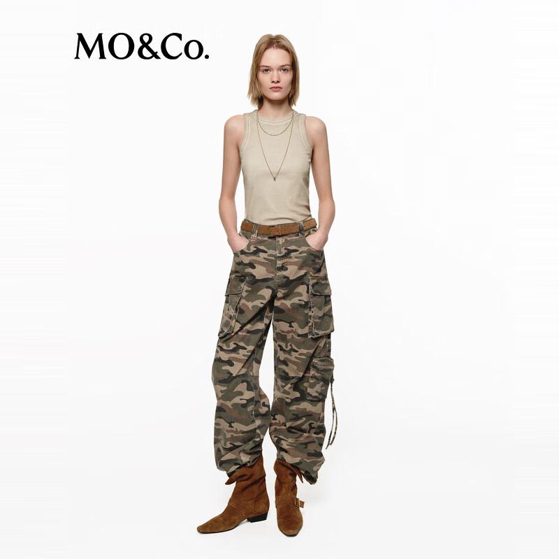 MO&Co. Summer Dune Camo Rhinestone Cargo Jeans