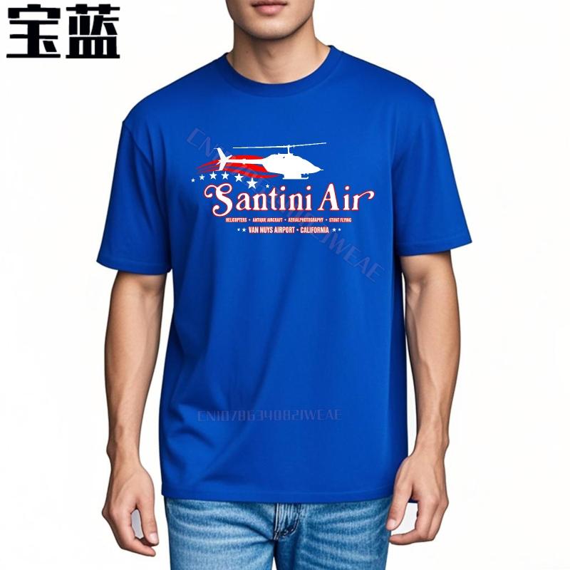 Tee shirt Casual Tshirt for Unisex Santini Air Helicopter Design Printed Black Workout Tshirt Trendy Round Neck Tee Fashion