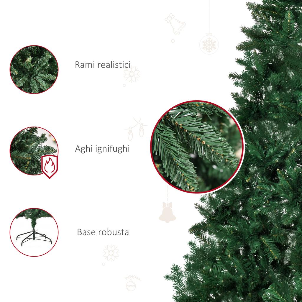 210cm Folding Artificial Christmas Tree with Removable Base, 1064 Branches, in PVC and Steel, Green