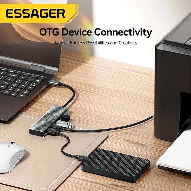 Essager 4 в 1 Type C к USB-концентратору, 4 порта USB3.2 Gen 2, портативный высокоскоростной адаптер-сплиттер для Macbook Pro, компьютерные аксессуары