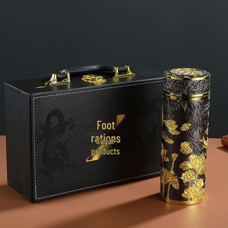 Pure Silver 9999 Thermal Water Cup - Nine Dragon, Hundred Blessings, Dragon & Phoenix Design