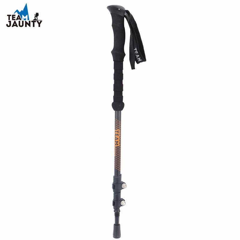3-Section Carbon Fiber Trekking Pole With External Lock Ultralight Hiking Staff Outdoor Walking 64-135cm Adjustable