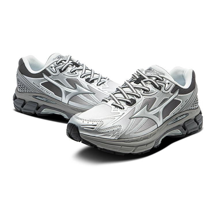 Mizuno Halo Mix Retro Trend Shock Absorption Non-Slip Low-Top Running Shoes Unisex Running Shoes White Gray D1GH240817
