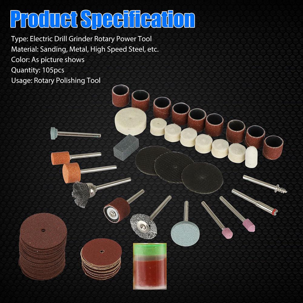 105 шт./набор Мини Электрическая дрель Шлифовальные биты Вращающийся электроинструмент Шлифовальный аксессуар