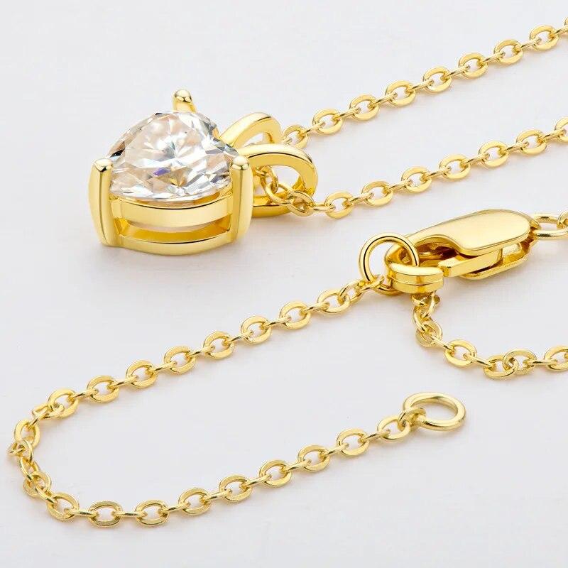 New Real Moissanite Heart Pendant Necklace VVS1 D Color Pure S925 Sterling Silver Fine Jewelry Gift for Women