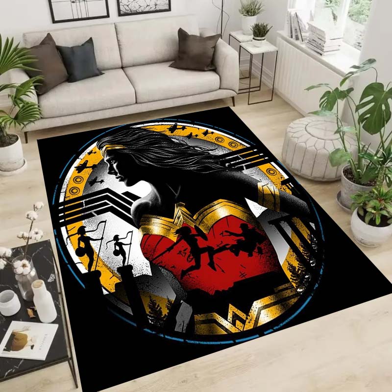 Wonder Woman pattern rug, suitable for living room, bedroom, bedside, balcony and other places, Nordic style decorative rug,