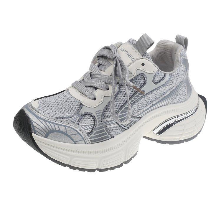 Лето 2025 Новые Женские Сетчатые Инс Папины Кроссовки Массивная Подошва Универсальная Спортивная Обувь Повседневные Кроссовки Уличного Стиля