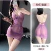 Erotic Lingerie, Sexy ancient-style purple Cheongsam, Women's See-through, hip-hugging, lace-up uniform, Women's no-shirt-off Set 1023