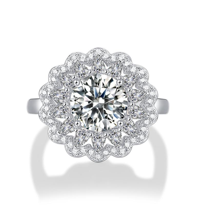 Bague Ringen Новое женское трендовое кольцо из серебра S925 с инкрустацией из муассанита 2 карата, можно регулировать