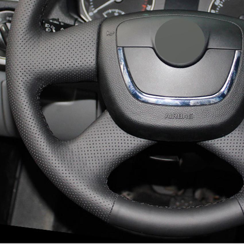Черный мягкий автомобильный чехол на руль из искусственной кожи для Skoda Octavia Yeti Superb 2008-2013 Citigo Roomster Fabia 2009-2012