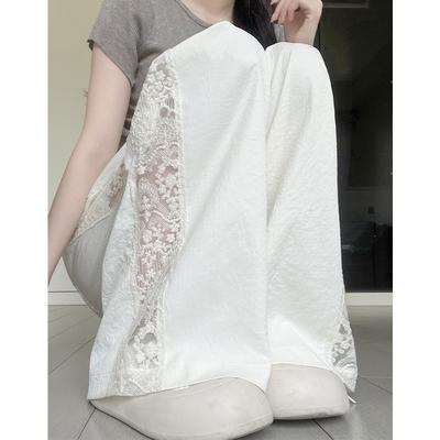 Широкие брюки женские летние новые повседневные брюки с высокой талией и драпировкой