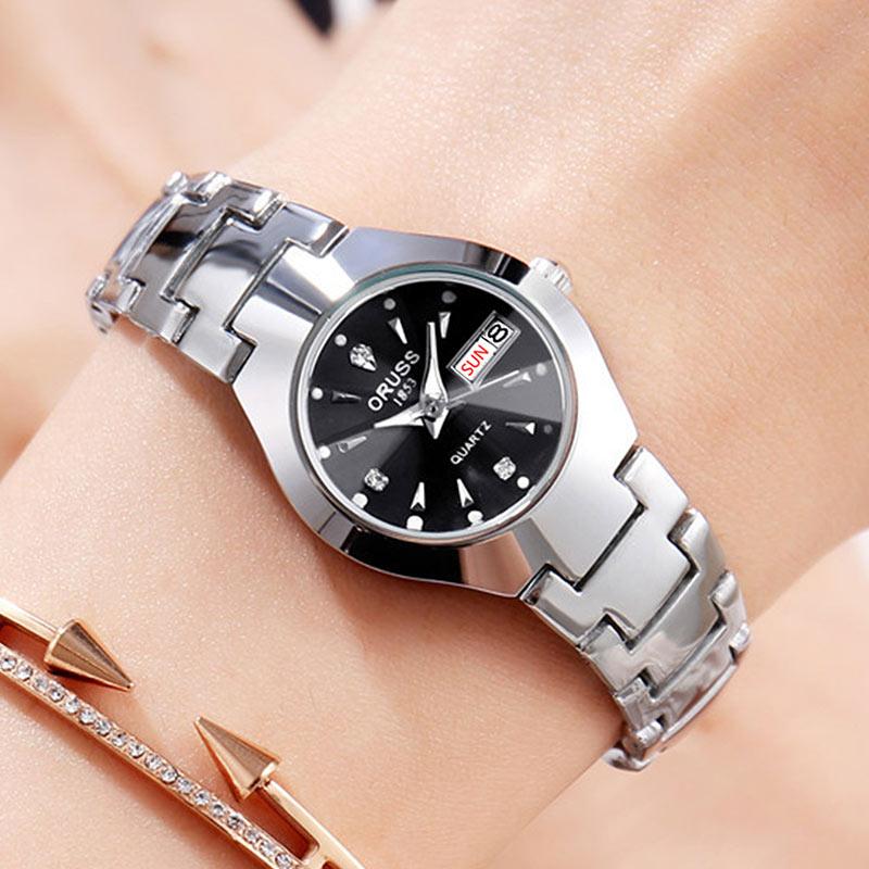 ORUSS OR03 Business Casual Womens Watch Quartz Watch Luxury Fashion Wristwatch Stainless Steel 30M Waterproof Womens Wristwatch