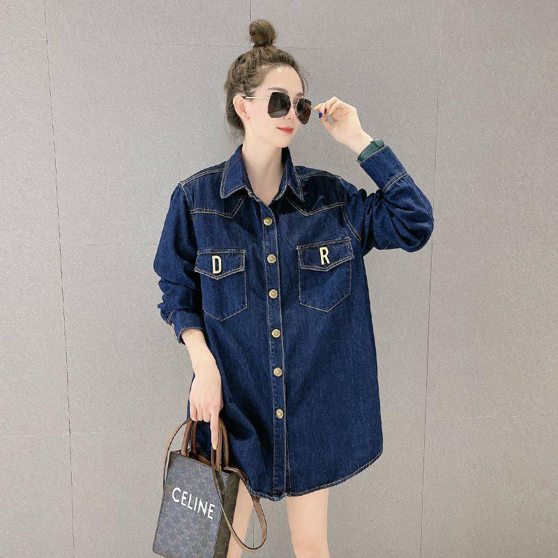 Women's Retro Denim Shirt - Hong Kong Style, Autumn 2025 French Chic