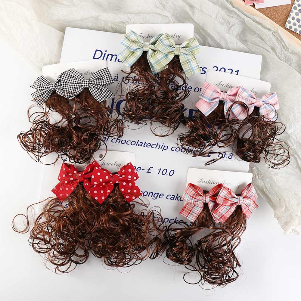 Kids Headwear Girls Sweet Baby Wig Hairpin Children's Bow Wig Hair Accessories Bowknot Hairclip