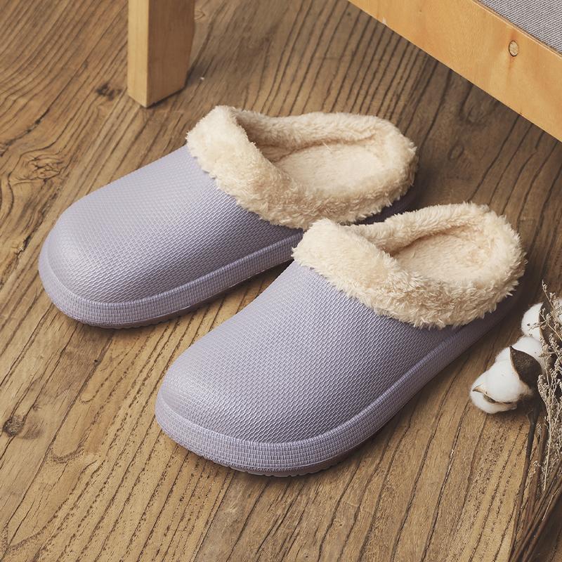 Winter Warm Furry Men Slippers Casual Winter House Slippers Waterproof Indoor Plush Home Cotton Shoes Male Fur Slides Footwear
