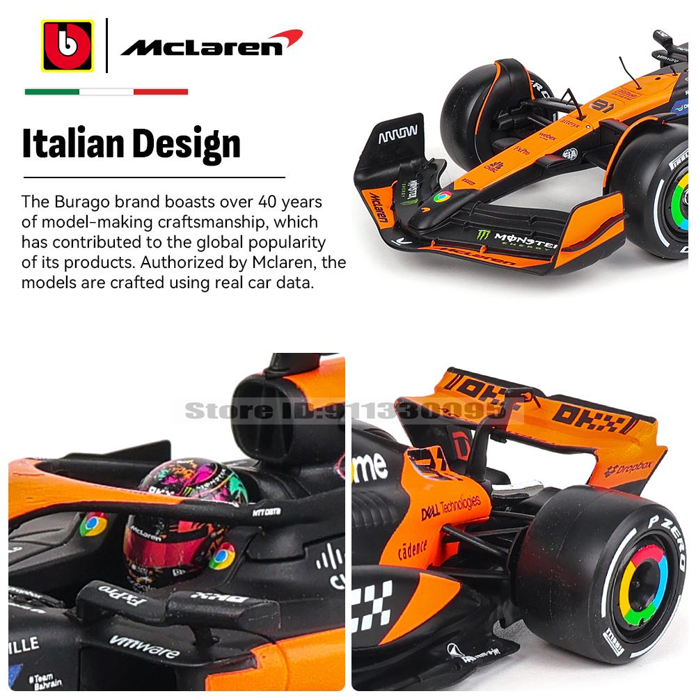 Ббураго 1:24 Команда McLaren F1 4 # Ландо Норрис 81 # Оскар Пиастри Литая Точная Модель Автомобиля Коллекция Моделей Подарок Игрушка