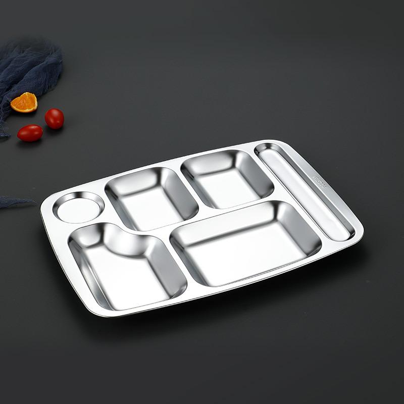 304 нержавеющая сталь разделенный обеденный поднос пищевой утолщенный обеденный контейнер тарелки для школьной столовой детский сад