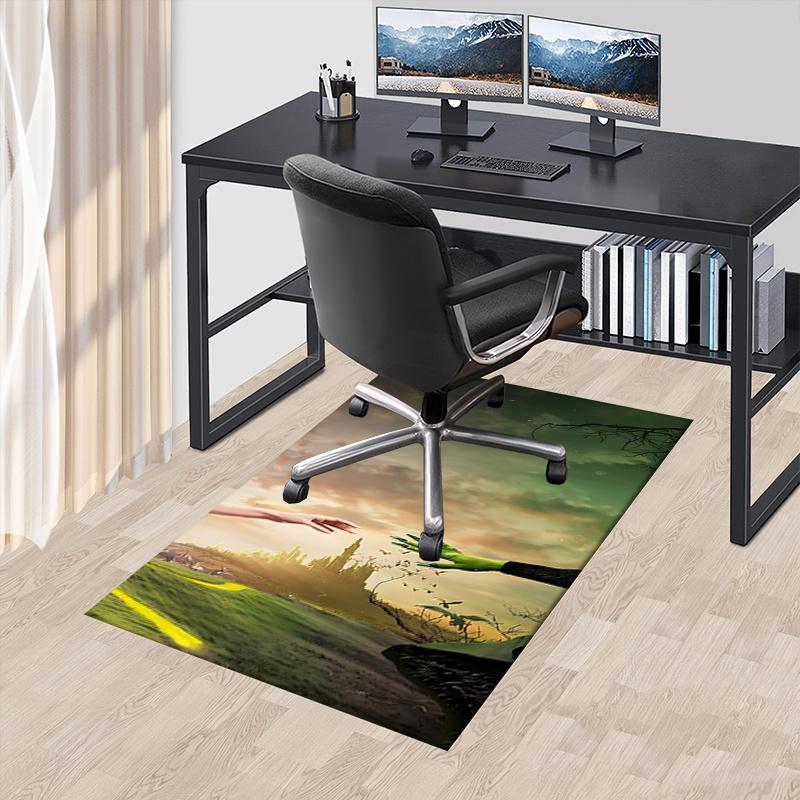 Fantasy, Hands Pattern Polyester Office Carpet Chair Mats, Home Decor Dormitory Floor Protector with