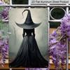 2D Flat, 1pc Gothic Witch Back View Aluminum Sign - Spooky Halloween Wall Decor, Spooky Fun Decor, Halloween Artwork Wall Decor, Modern Wall Art, for
