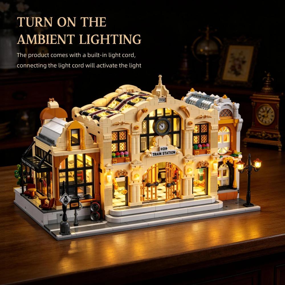 City Street Scene Building Blocks Set Modular House DIY Bricks Model Kit Creative Assembly Toy Decor Collectible Gift for Adults