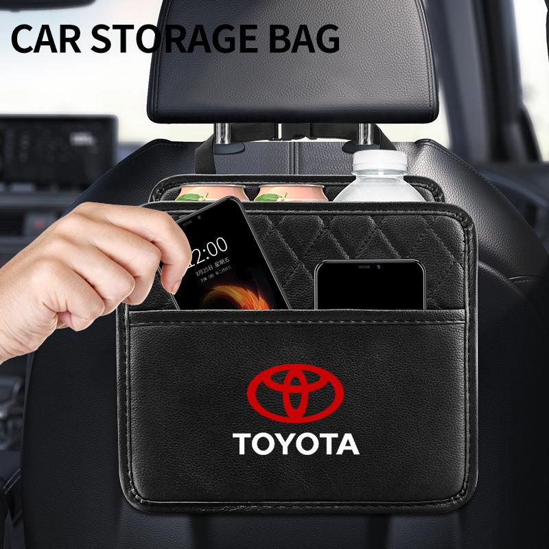 CKMY4 Car Seat Back Organizer PU Leather Backseat with Garbage Bag Car Organizer For Toyota Corolla Camry Prado Rav4 Yaris Hilux Prius